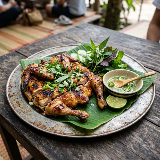 Gà rẫy Phú Quốc nướng vàng trên bếp than